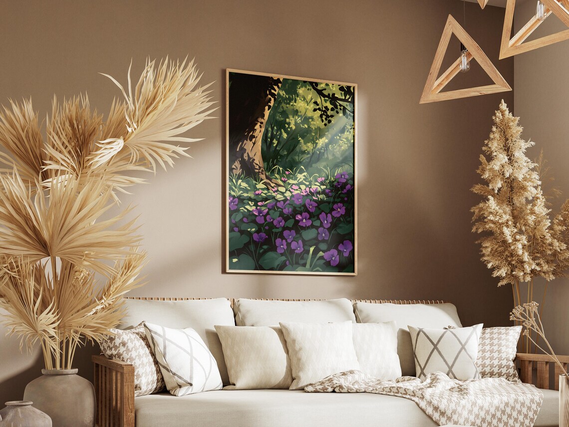 Purple Violets Woodland Forest Floor Botanical Flower Poster - Image 3