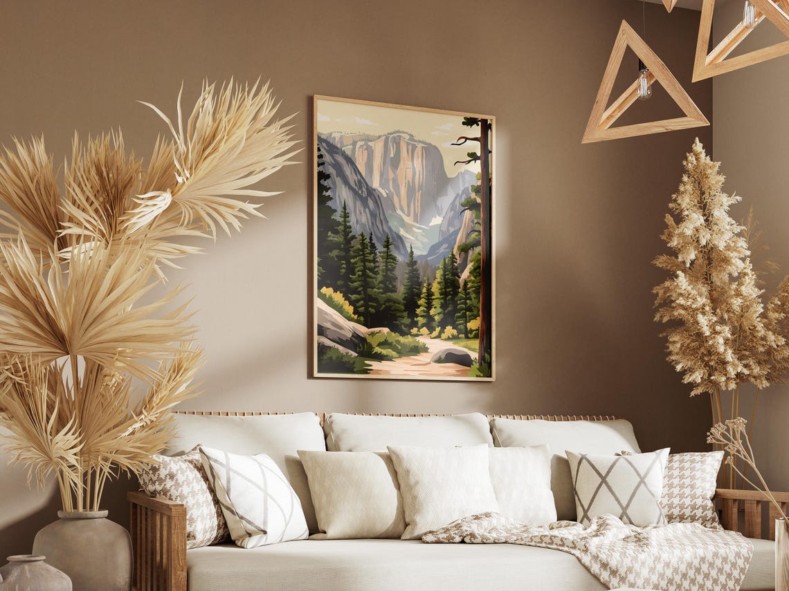 Yosemite Valley Granite Cliff Pine Forest Trail Travel Art Poster - Image 3