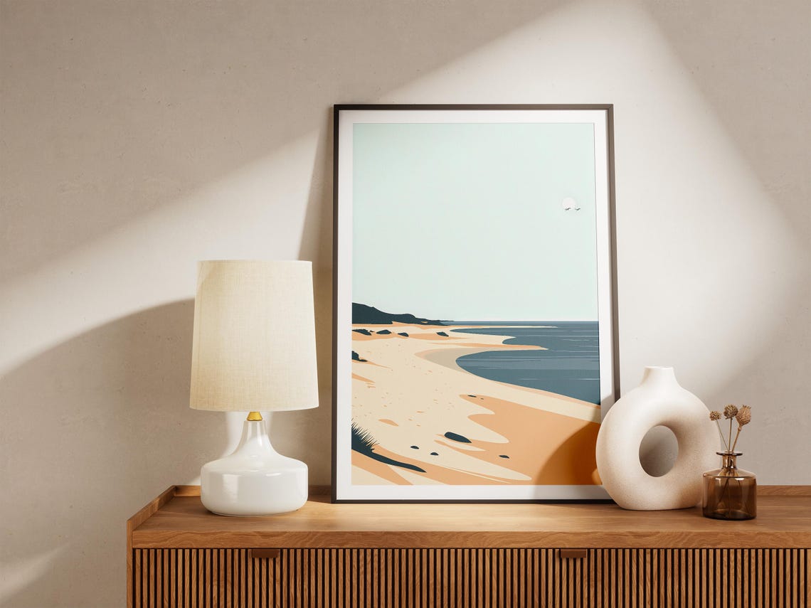 Sudan Beach Minimalist Seascape Sandy Shore Pale Coast Poster - Image 5