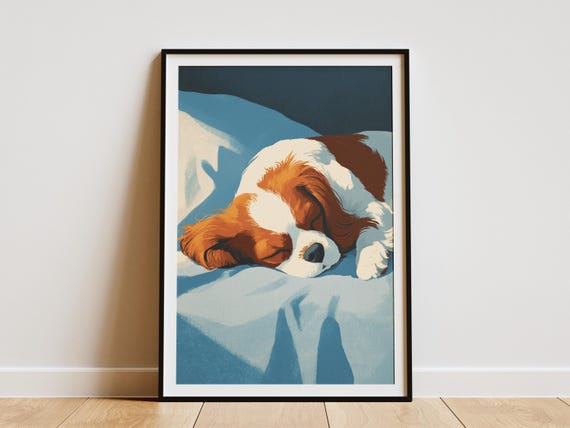 Cavalier King Charles Spaniel Puppy Sleeping Art Print
