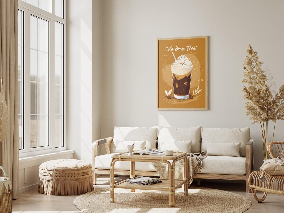 Cold Brew Float Iced Coffee Summer Beverage Illustration Poster - Image 4