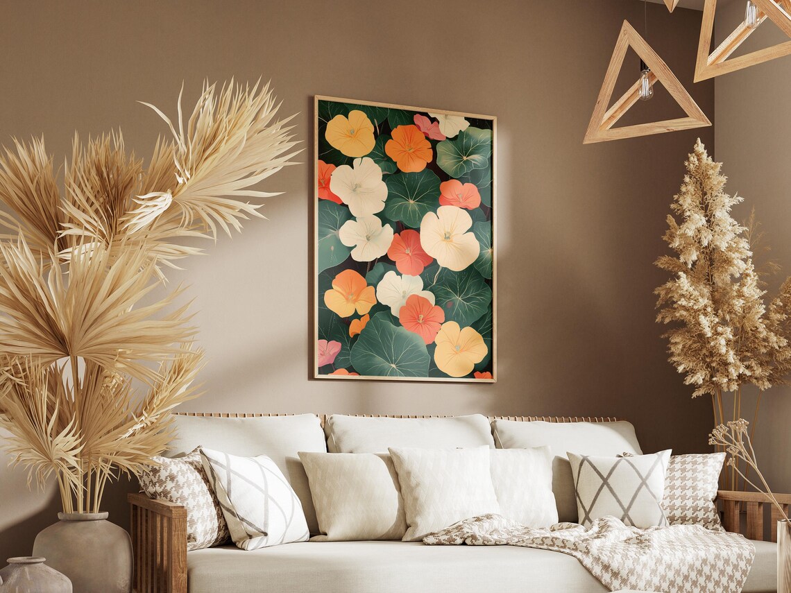 Nasturtium Flowers Orange Yellow Botanical Illustration Poster - Image 3