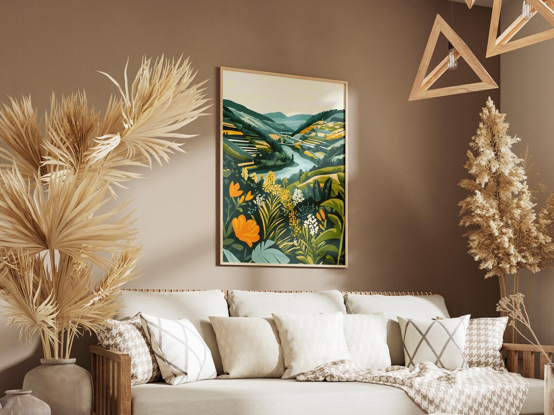 Mosel Valley Germany River Vineyards Wildflowers Vintage Decor Poster - Image 3