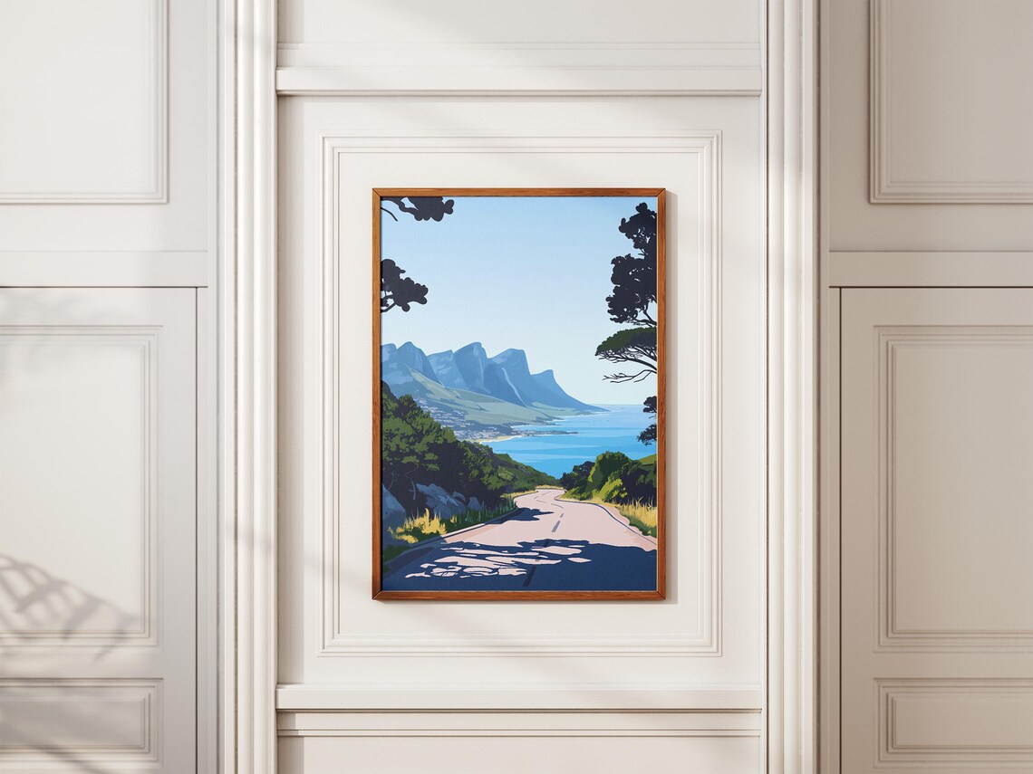 South Africa Coastal Road Scenic Table Mountain Ocean View Poster - Image 2