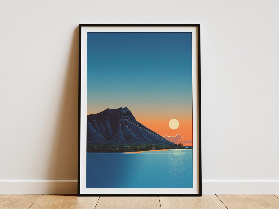 Diamond Head Sunrise Over Waikiki Ocean Honolulu Hawaii Poster
