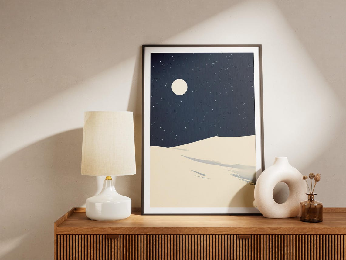 White Sands National Park Moonlit Dunes Under Starry Night Sky Poster - Image 4