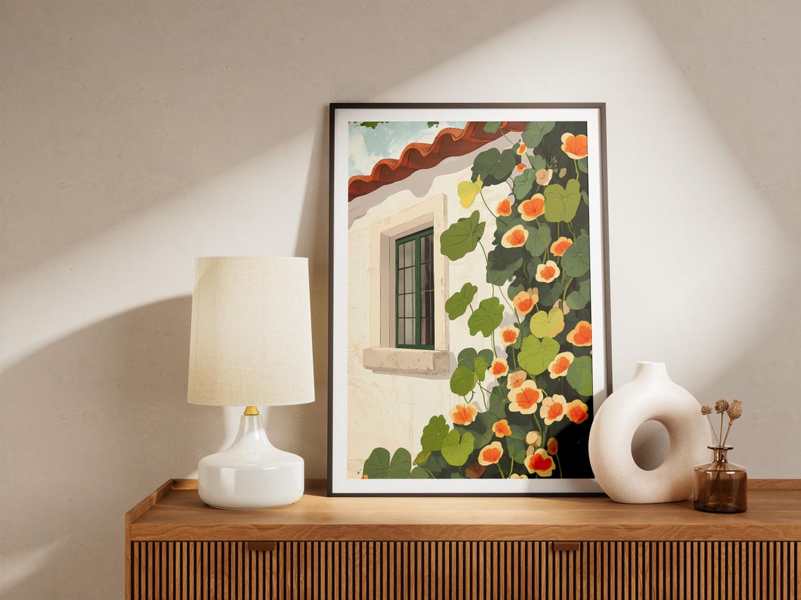 Nasturtium Bloom Cottage Window Mediterranean Garden Wall Poster - Image 5