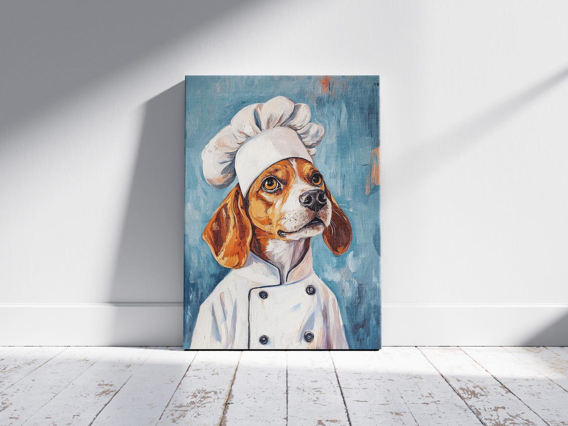 Beagle Chef Watercolor Painting Cute Dog Kitchen Sunny Poster - Image 2