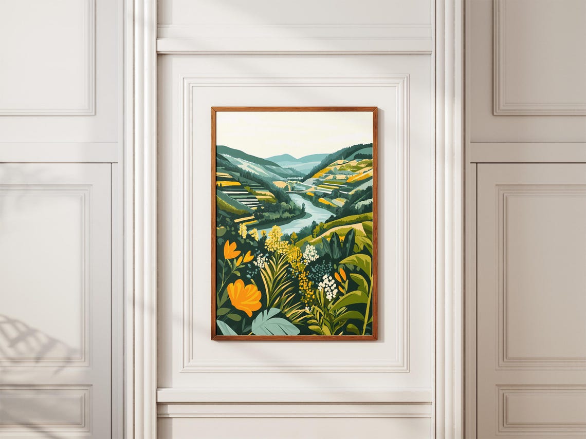 Mosel Valley Germany River Vineyards Wildflowers Vintage Decor Poster - Image 2