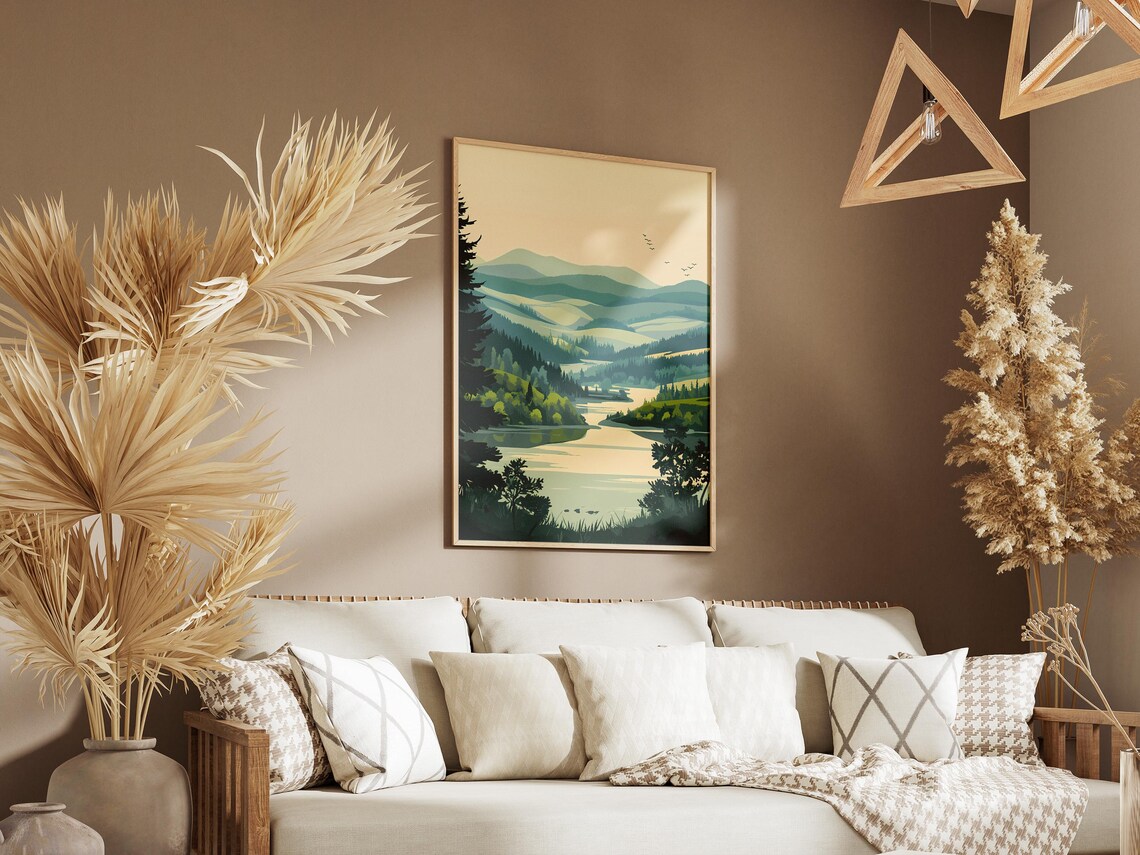 Srebarna Nature Reserve Lake Reeds Green Rolling Hills Art Poster - Image 3
