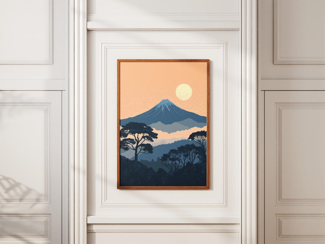 Rwanda Volcanoes National Park Moonlit Volcano Landscape Poster - Image 2