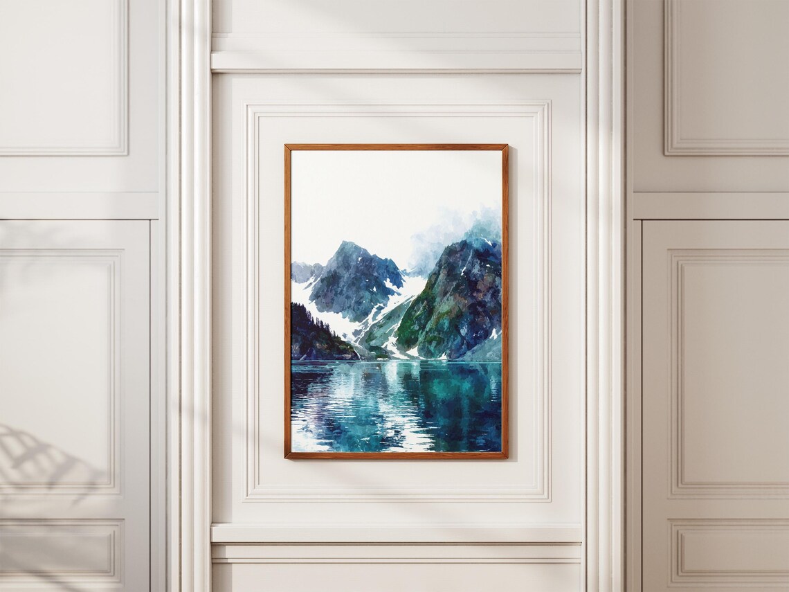 Kenai Fjords National Park Alaska Watercolor Mountain Lake Poster - Image 2