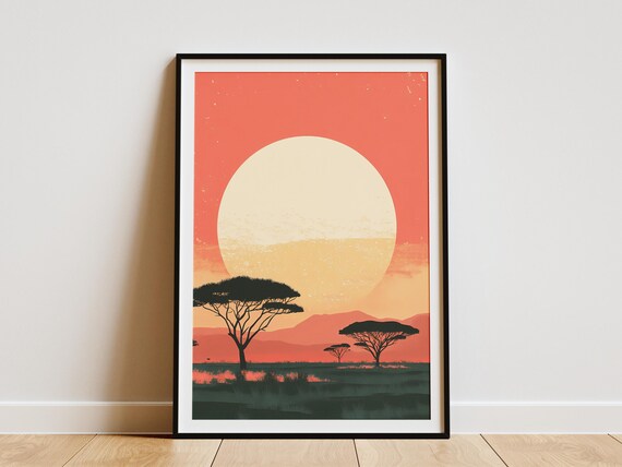 Etosha National Park Namibia Poster African Safari Sunset Landscape