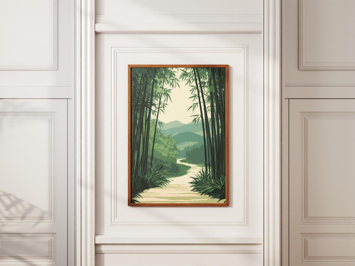Arashiyama Bamboo Forest Japan Green Grove Pathway Art Poster - Image 2