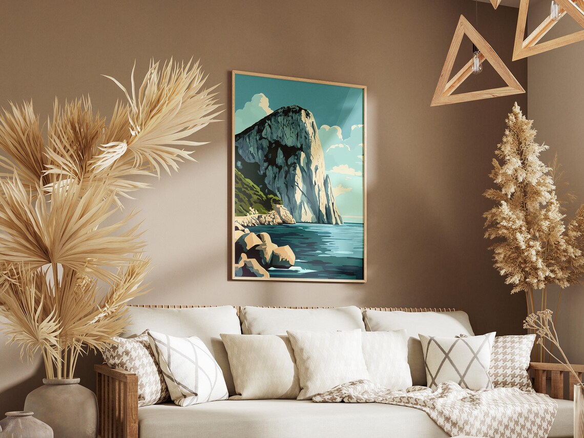 Rock of Gibraltar Rising From the Sea Coastal Cliff Landscape Poster - Image 3