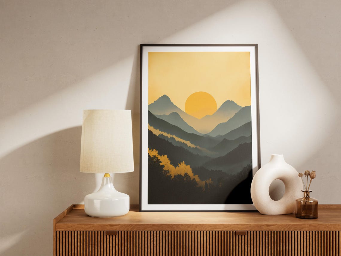 Western Ghats India Golden Sunset Layered Mountain Ridges Poster - Image 5