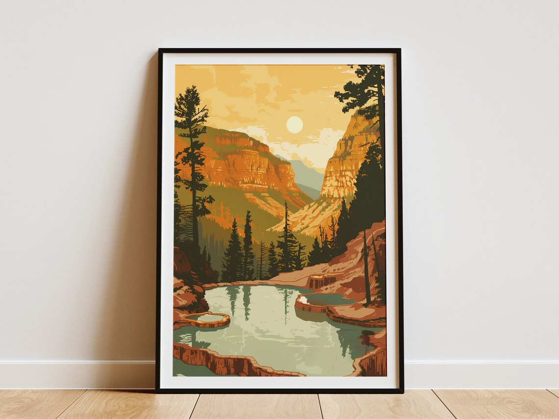 Hot Springs National Park Canyon Thermal Pools Vintage Travel Poster