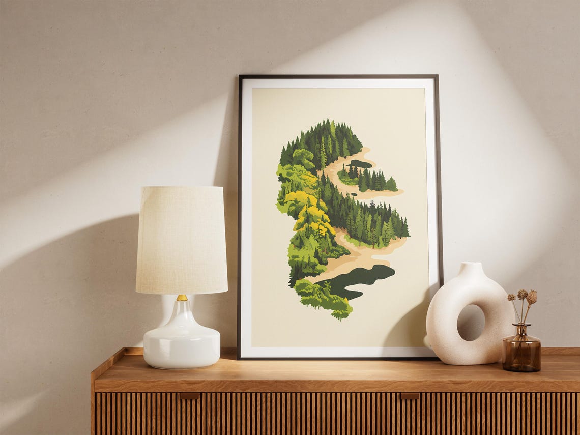 Aerial Forest Island Minimalist Map Style Art Poster Scenic Nature - Image 5