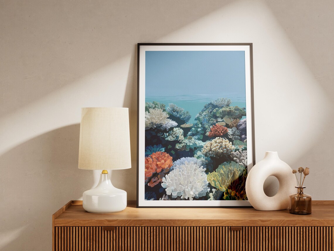 Underwater Coral Reef Colorful Tropical Fish Habitat Ocean Poster - Image 4
