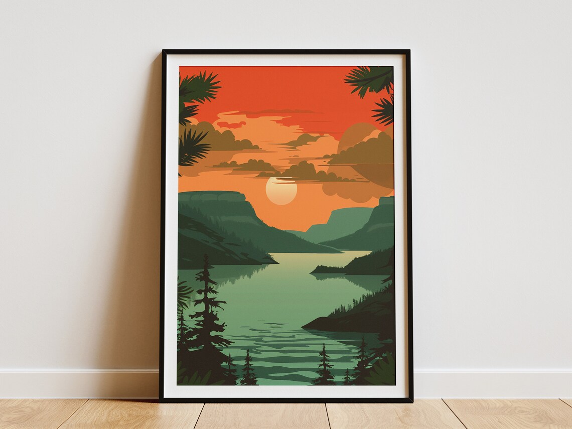 Ozark National Riverway Bluffs Sunset Minimalist Vintage Travel Poster
