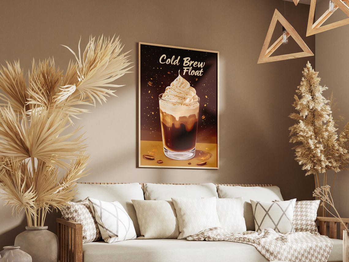 Cold Brew Float Coffee Drink Poster Whipped Cream Coffee Beverage Cafe Menu Wall Art Print Coffee Shop Decor Instant Coffee Print - Image 3