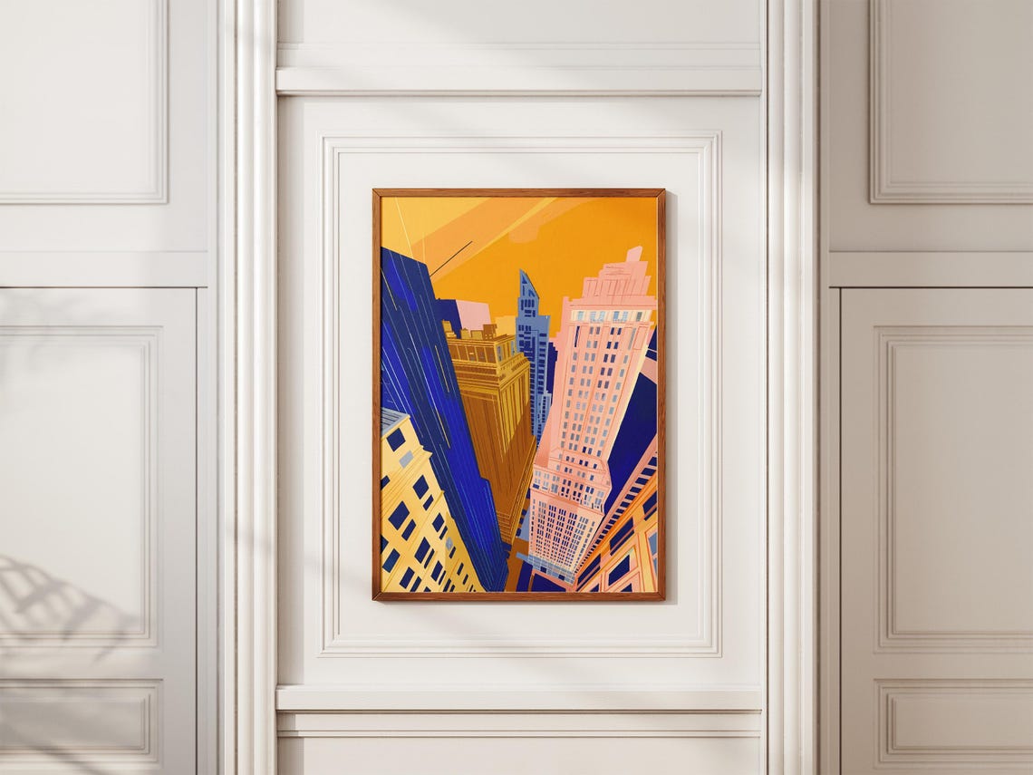 New York City Skyline Golden Abstract Cityscape Urban Art Poster - Image 2