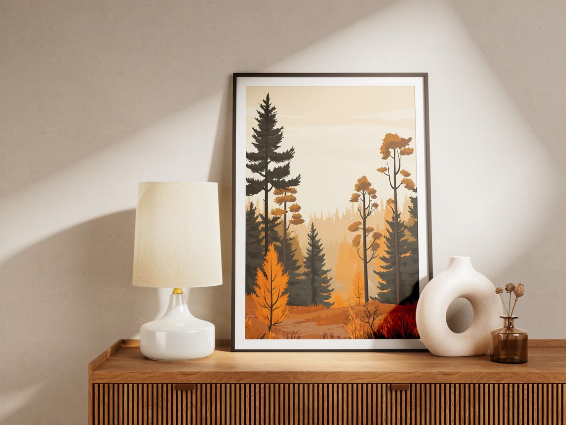 Komi Forest Autumn Golden Pine Trees Warm Fall Foliage Poster - Image 5