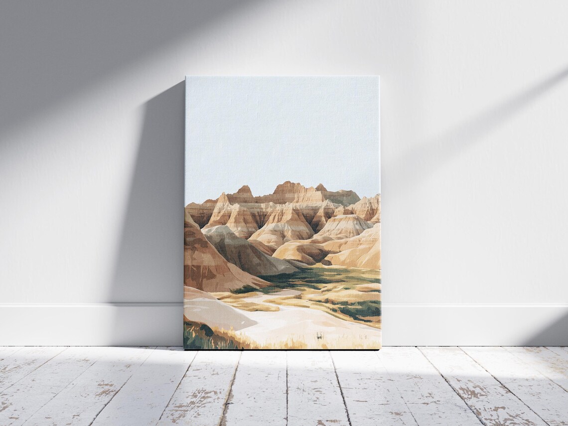 Badlands Spires Minimalist Pastel Desert Landscape Art Poster - Image 2