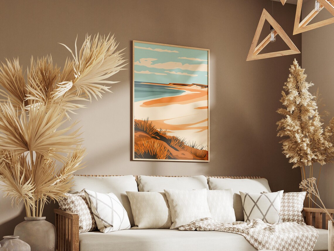 Donana National Park Spain Orange Dunes Beach Scene Art Poster - Image 3