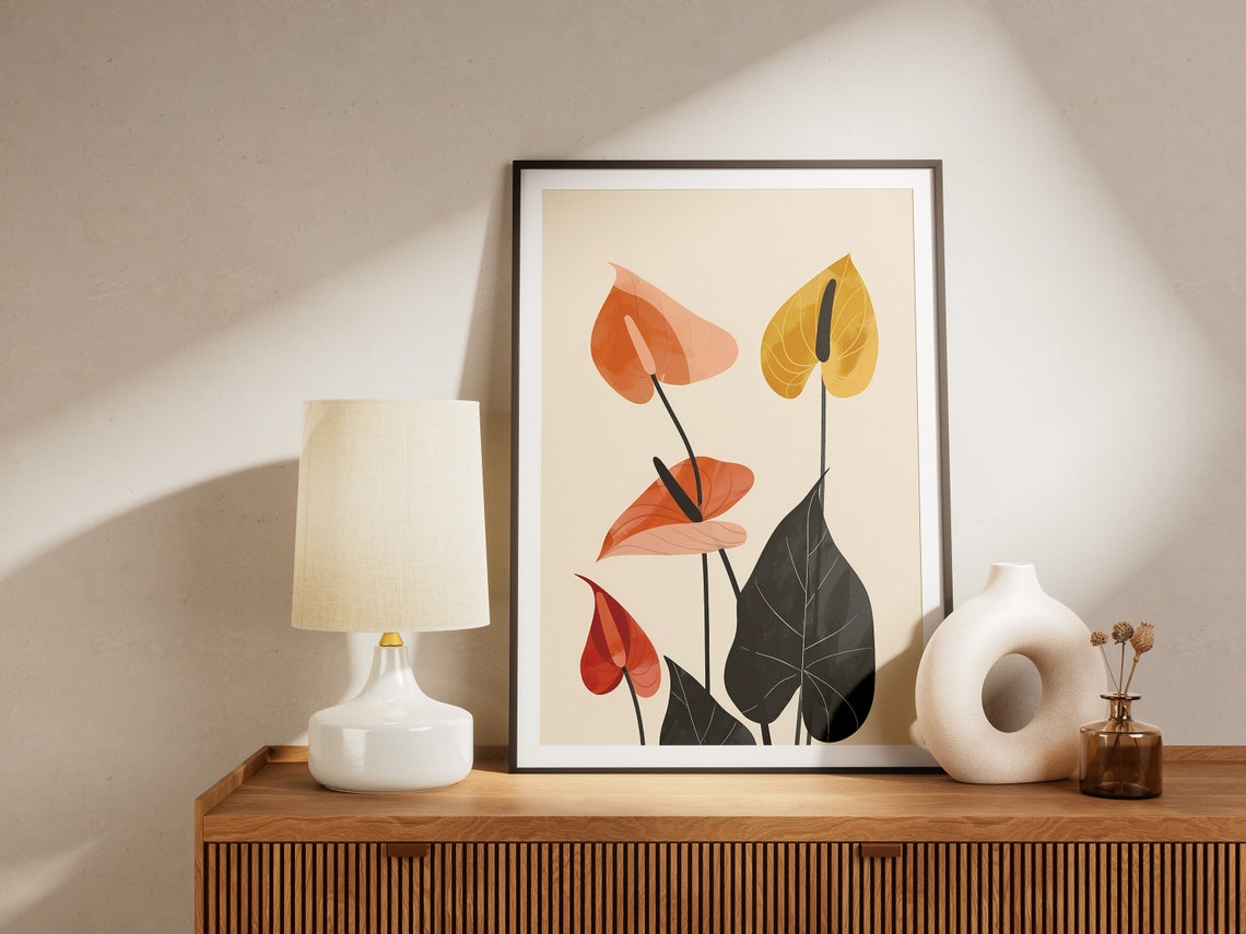 Minimalist Anthurium Poster Boho Plant Art Print Botanical Wall Decor Home Decor Bedroom Decor Nursery Art Tropical Leaf Art - Image 2