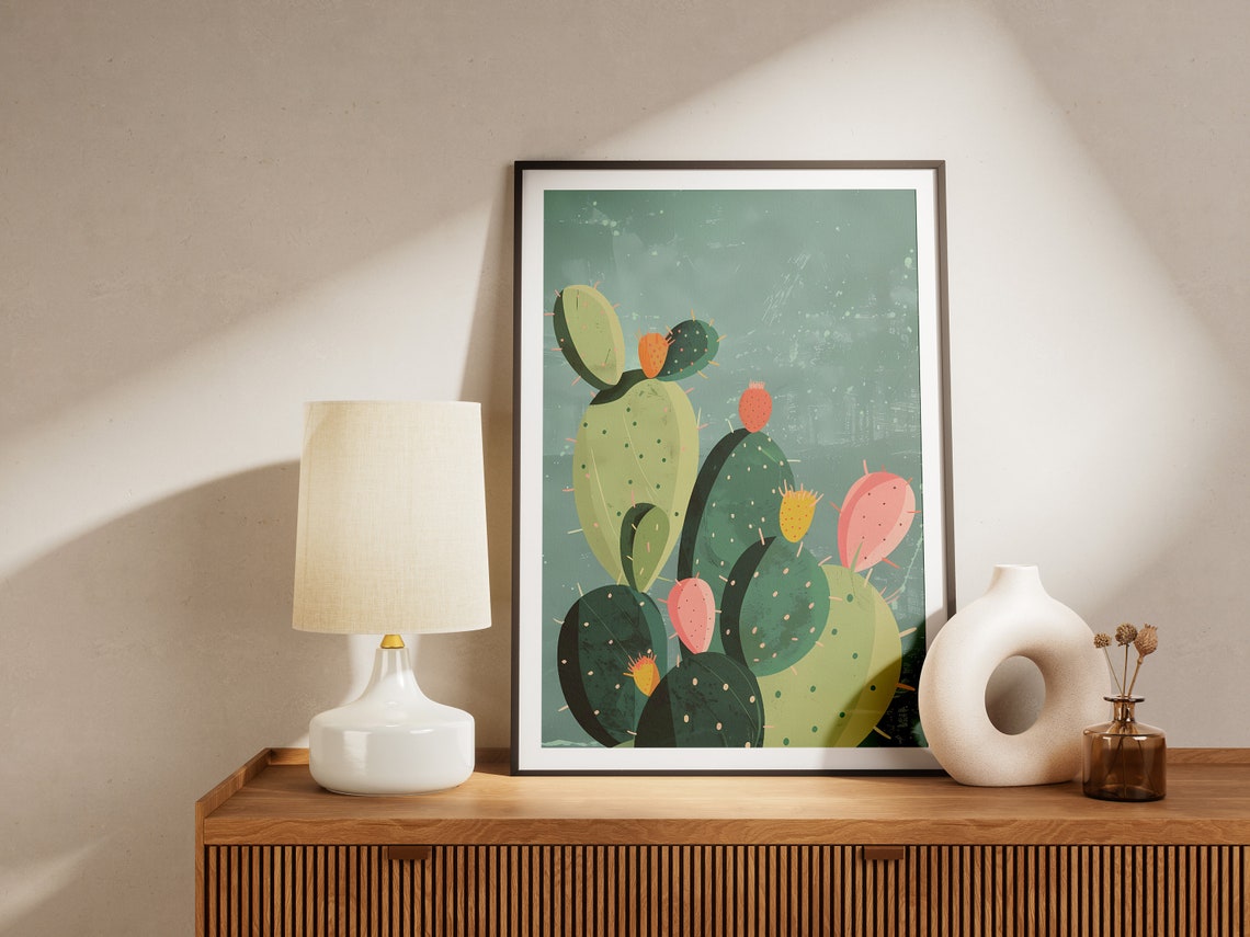 Prickly Pear Cactus Desert Botanical Colorful Fruit Sage Poster - Image 2