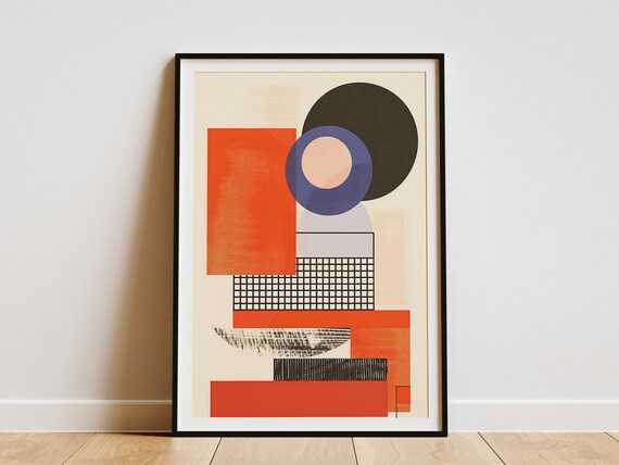 Geometric Abstract Wall Art Print Minimalist Mid Century Modern Art Poster Print Instant