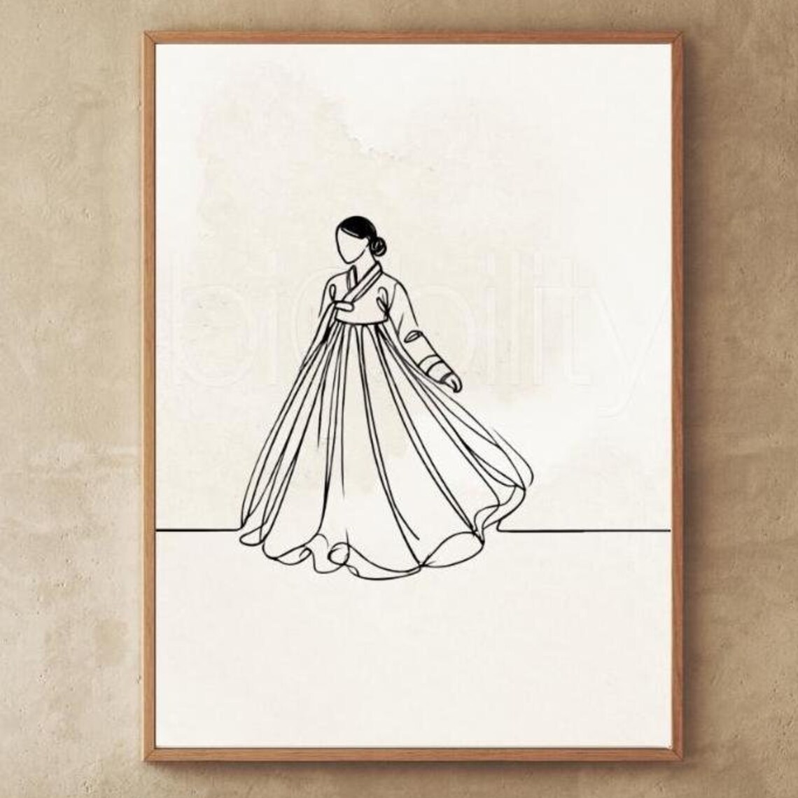 Korean Hanbok Continuous Line Drawing Art Print