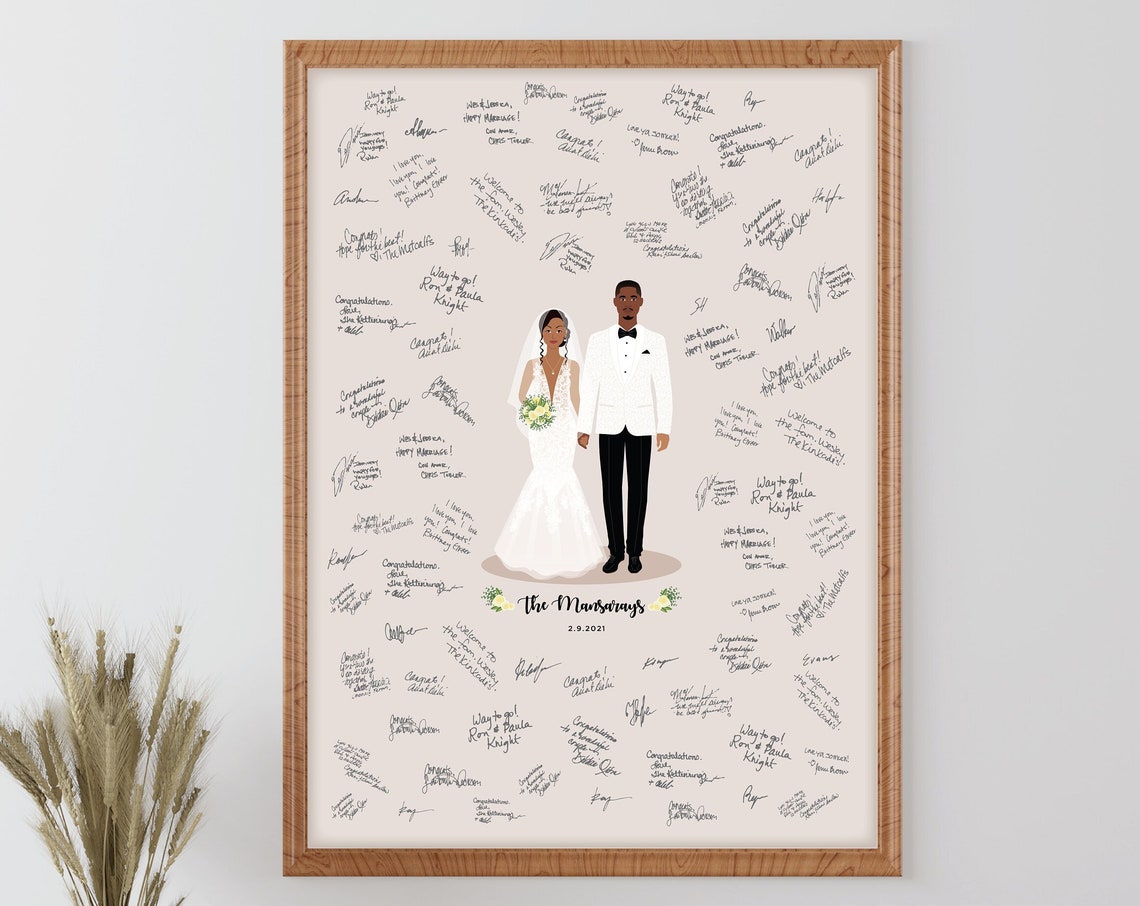 Custom Wedding Guest Book Alternative Framed Signature Art Print