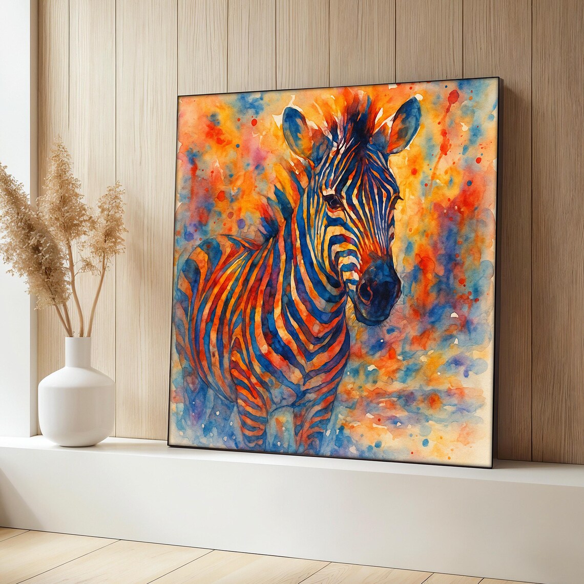 Colorful Zebra Painting, Safari Animal Decor