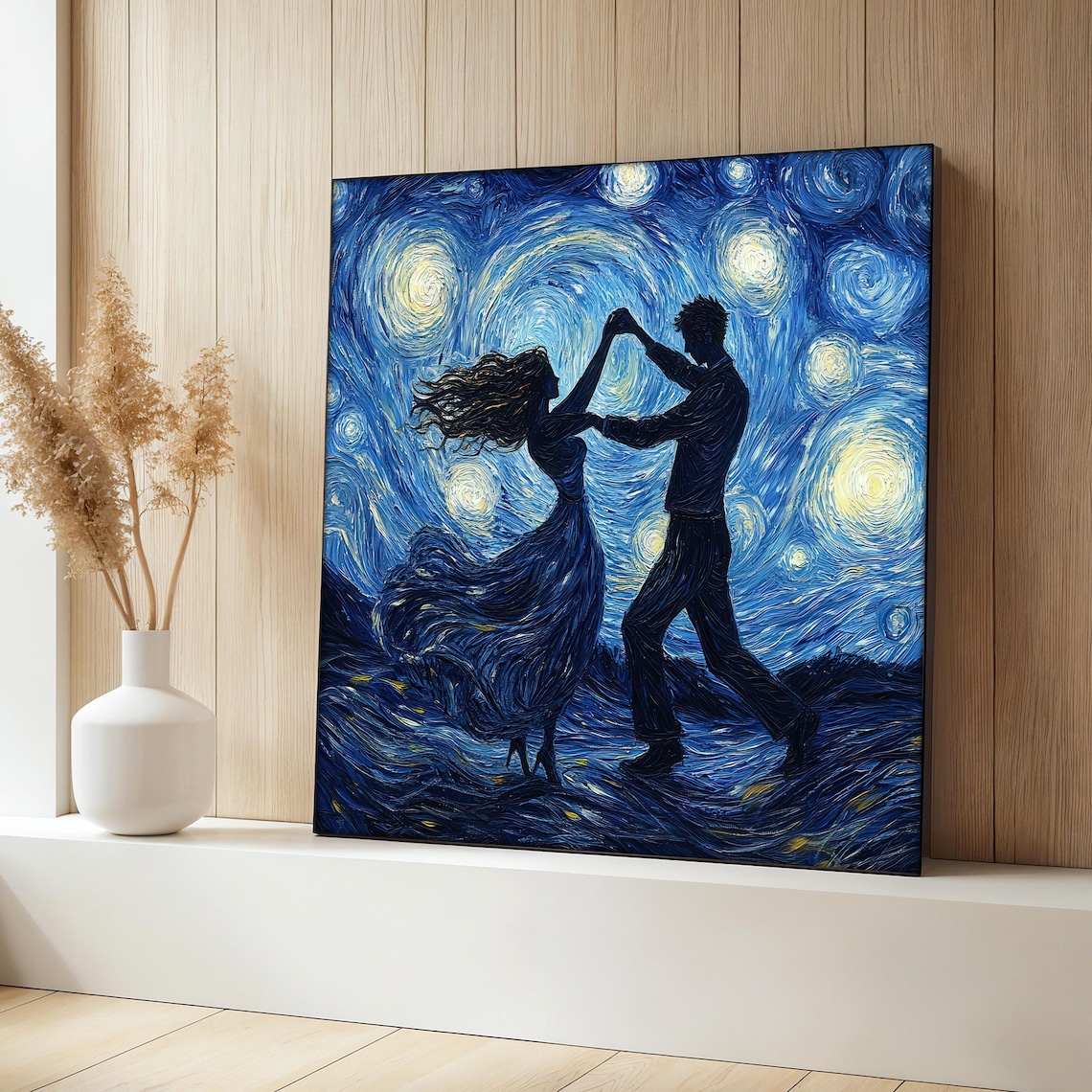 Van Gogh-Inspired Dancing Couple Starry Night Art Print