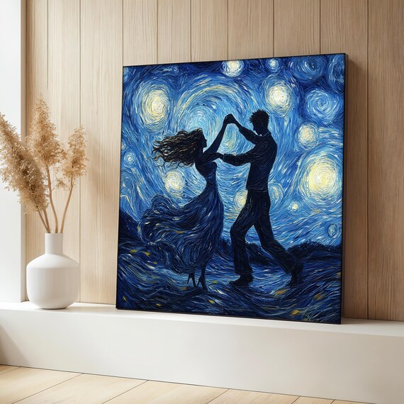 Van Gogh-Inspired Dancing Couple Starry Night Art Print