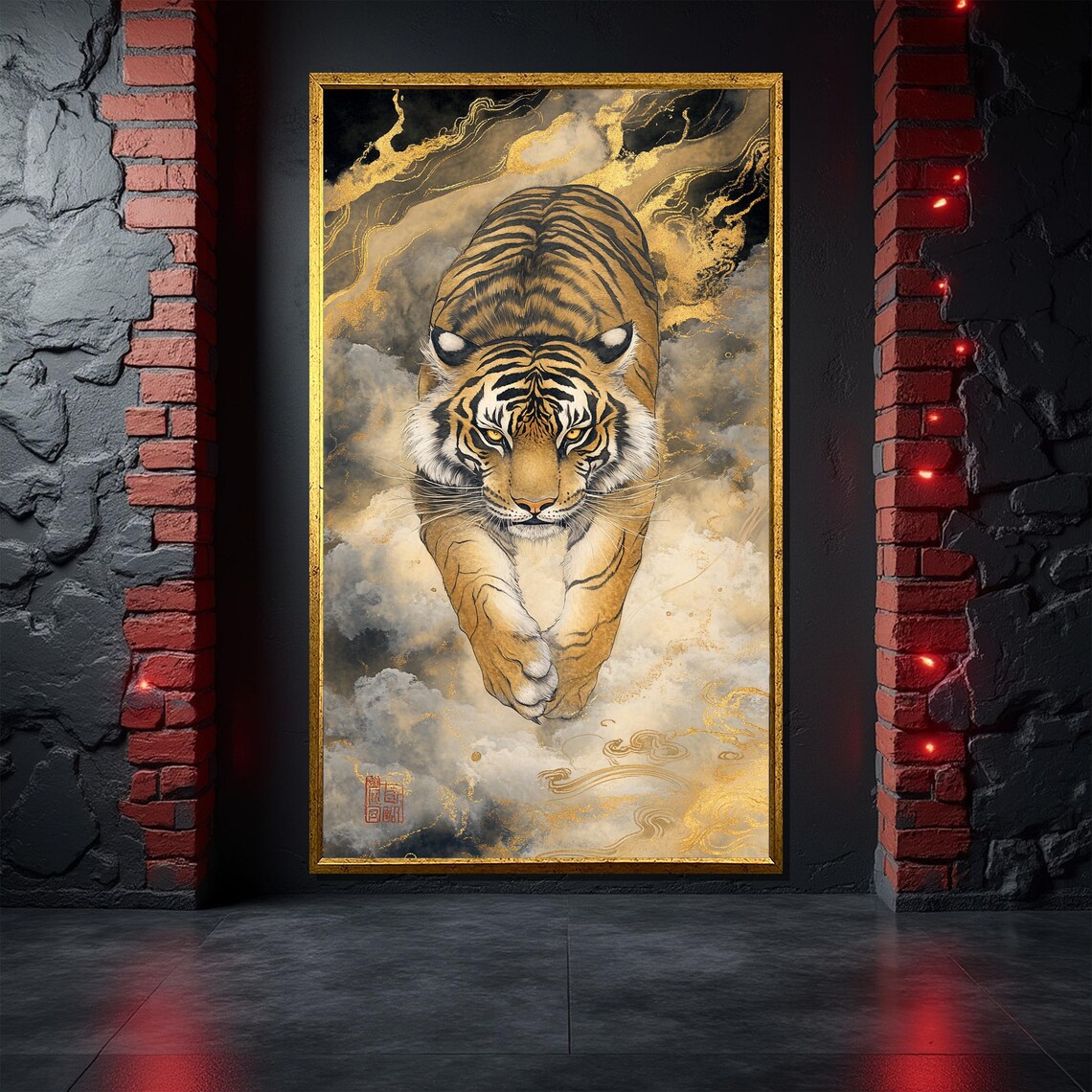 Majestic Tiger Painting, Asian Style Jungle Decor