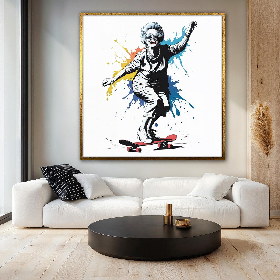Skater Grandma Painting, Funny Street Style Gift - Image 3