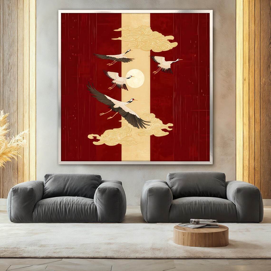 Asian Crane, Japanese Style Elegant Nature Art Print - Image 2