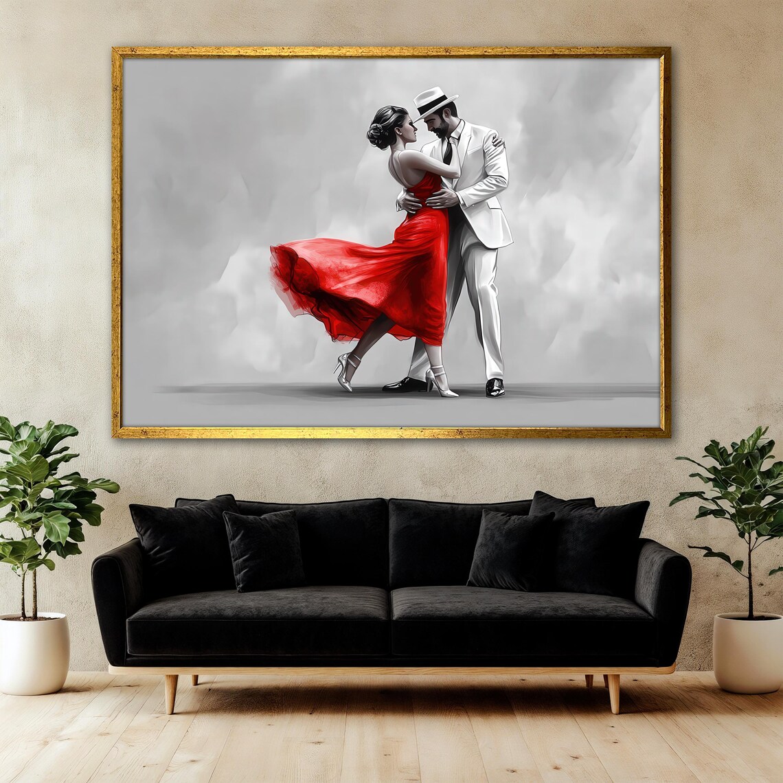 Passionate Couple Dance Painting, Elegant Latin Dancers - Image 3