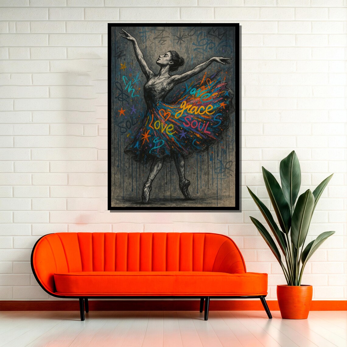 Graceful Ballerina Graffiti Painting, Ballet Gift - Image 2