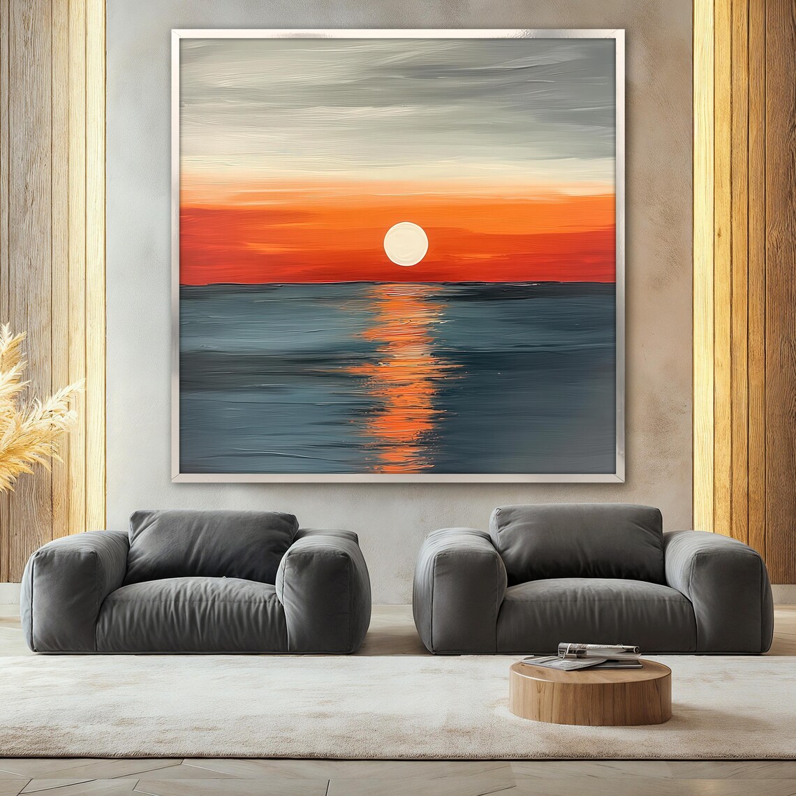Minimalist Sunset Art Print, Abstract Ocean Decor - Image 2