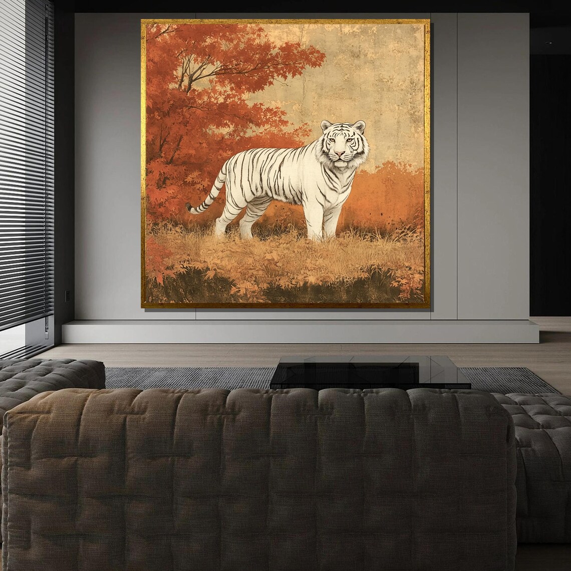 Japanese White Tiger Painting, Traditional Style - Image 3