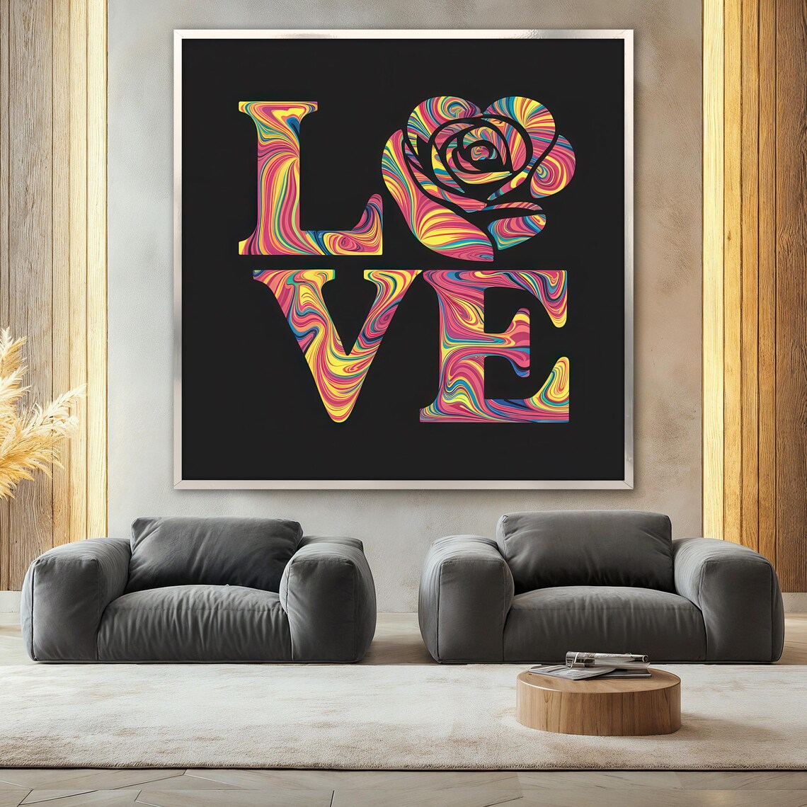 Colorful Love Painting, Modern Pop Art Typography - Image 2