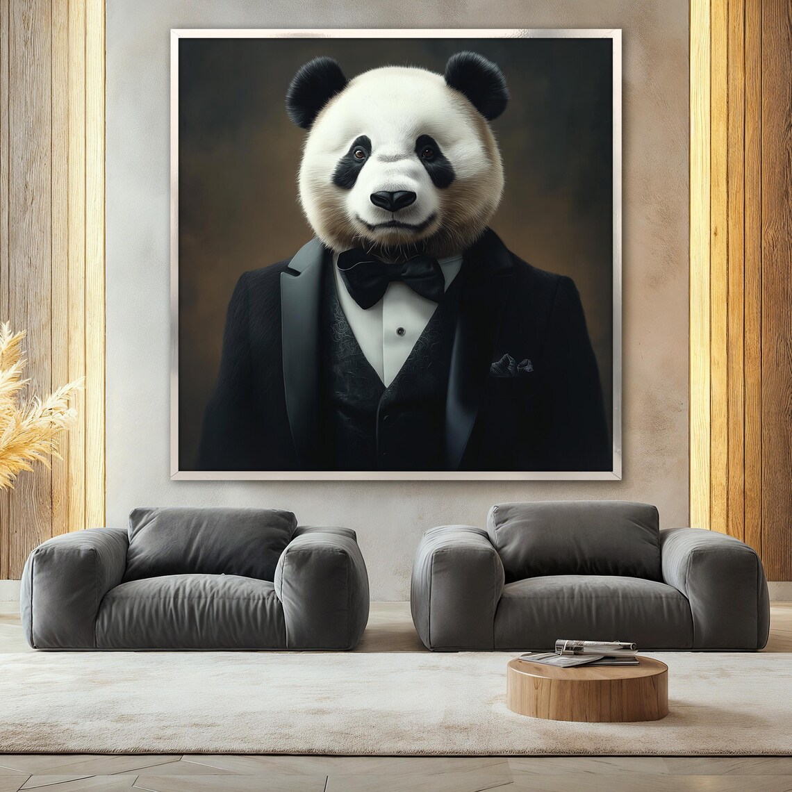 Elegant Panda Painting, Modern Animal Portrait - Image 2