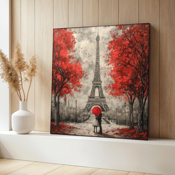 Eiffel Tower Print, Romantic Paris Scene