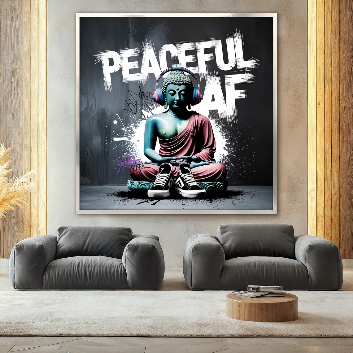 Graffiti Buddha Painting, Urban Zen Decor - Image 2