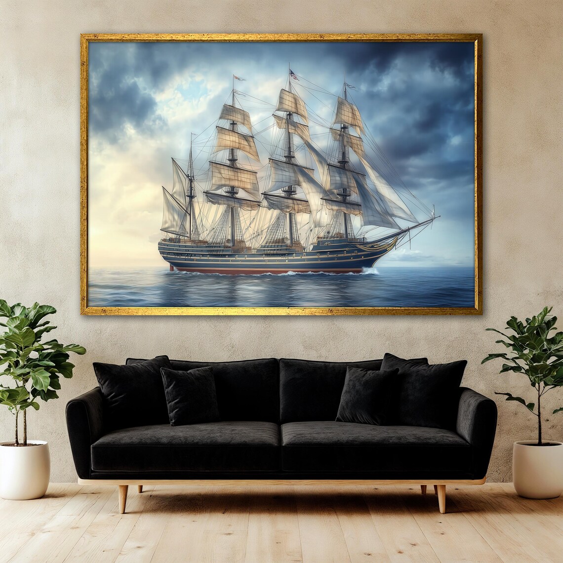 Vintage Sailing Ship Poster, Nautical Ocean Decor - Image 3