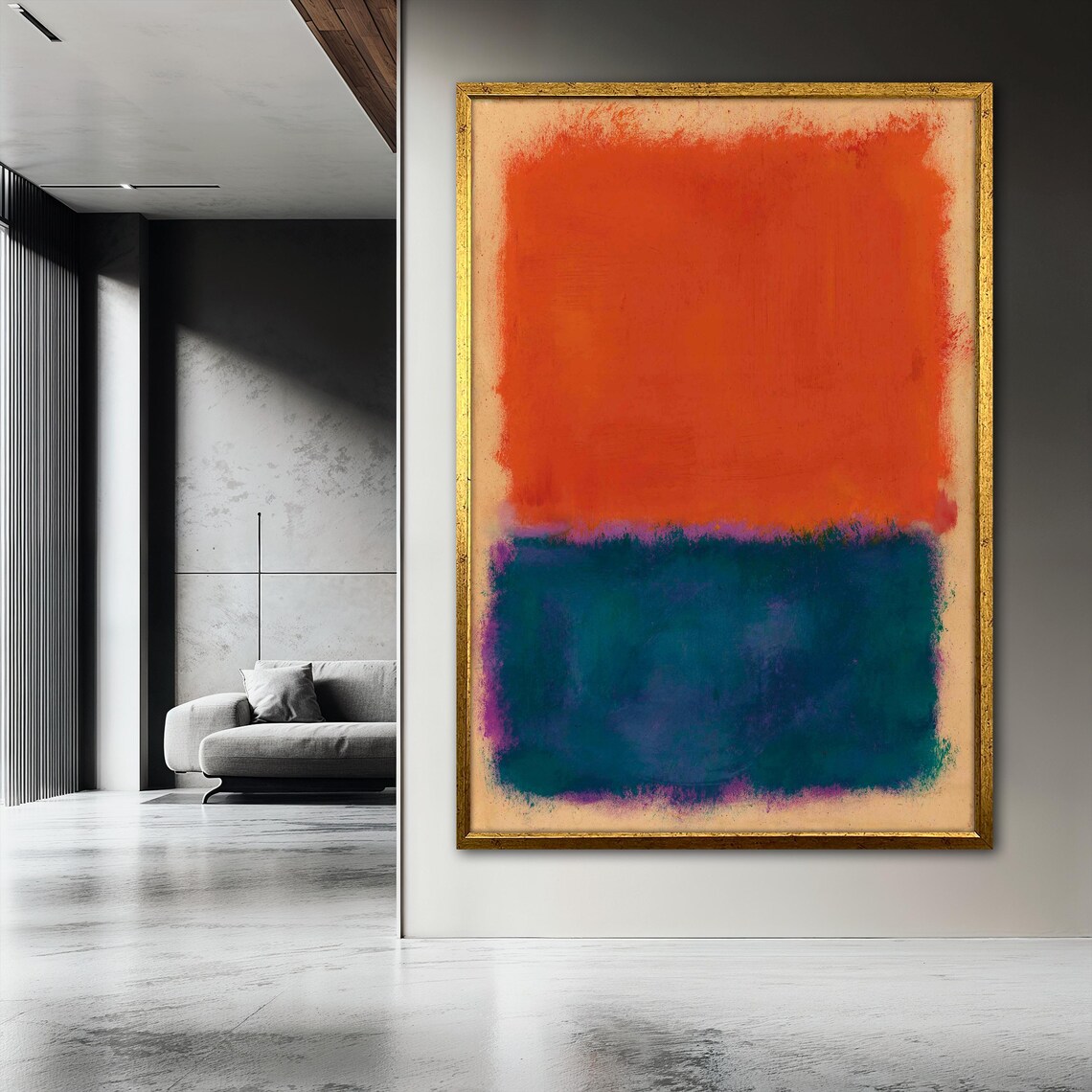 Mark Rothko Style Orange Teal Rectangles Color Field Art Poster - Image 3